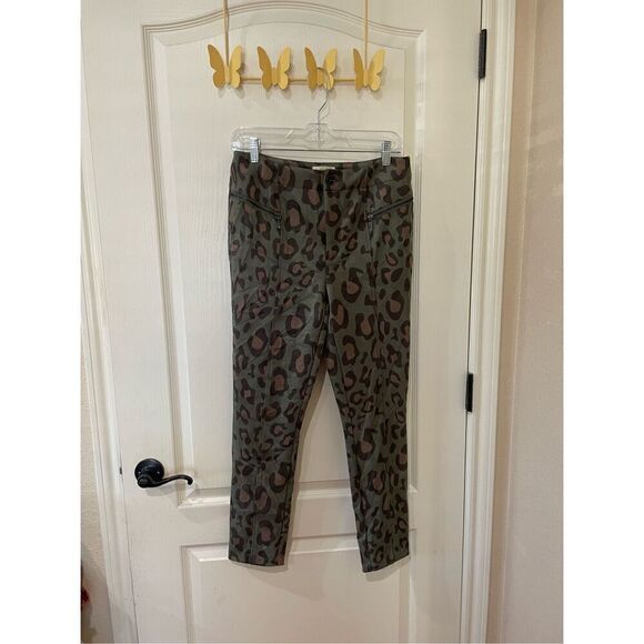 Anthropologie Maeve Alexandra Leopard Sueded Trousers Size 8 - Picture 3 of 8
